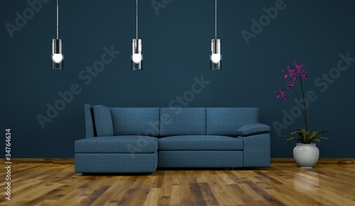 Illustration: Wohndesign - blaues Stoffsofa Wohndesign - blaues Stoffsofa