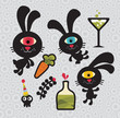 Set of cute and funny monsters rabbits.