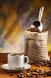 cup with coffee and sack