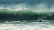surfer 15 - paddling hit by wave