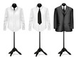 Black suit and white shirt on mannequins. Vector Black suit and white shirt on mannequins. Vector