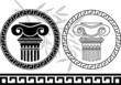 hellenic columns and olive branch. stencil
