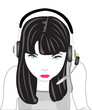 Drawing of the young girl in earphone