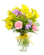 Colorful flower arrangement centerpiece in glass vase Colorful flower arrangement centerpiece in glass vase