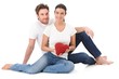 Loving couple at Valentine's day smiling
