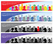 Set of banners with a crowd and place for text