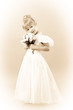 little girl vintage look toned sepia image