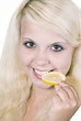 girl with a lemon