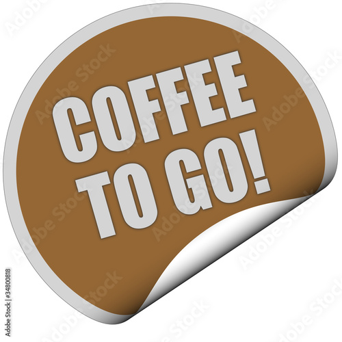 Illustration: Sticker braun rund curl unten COFFEE TO GO Sticker braun rund curl unten COFFEE TO GO