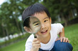 happy kid with magnifying glass happy kid with magnifying glass