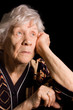 Portrait of old woman a black