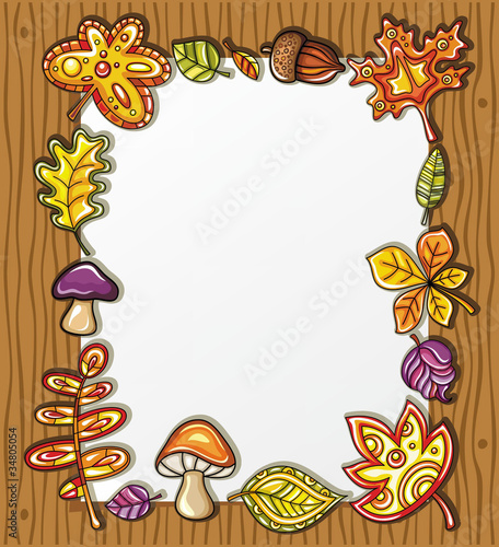 Vector: Vector frame with autumnal nature symbols 2 Vector frame with autumnal nature symbols 2
