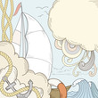 Retro hand draw styled sea and sailor theme