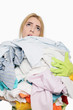 Woman with a pile of clothing