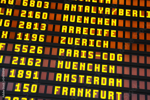 Photo: Timetable at the airport Timetable at the airport