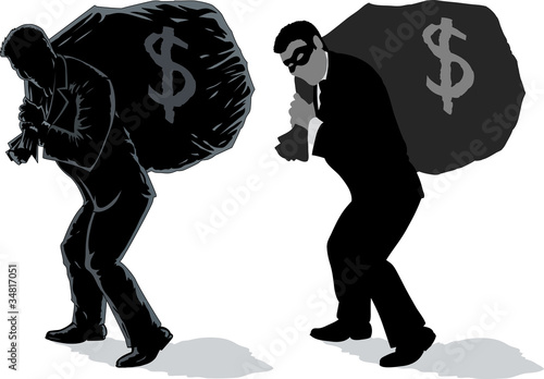 Vector: Outline of Business man with bag Outline of Business man with bag