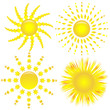 Four images of the sun in beams Four images of the sun in beams