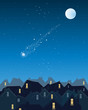 shooting star over the city