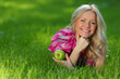 blonde on green grass