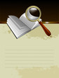 book with magnifying glass background