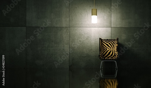 Illustration: Wohndesign - Stuhl mit Tigerfell Wohndesign - Stuhl mit Tigerfell
