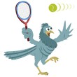 Bird with tennis racquet and ball Bird with tennis racquet and ball