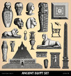 Engraving vintage funeral Egypt set