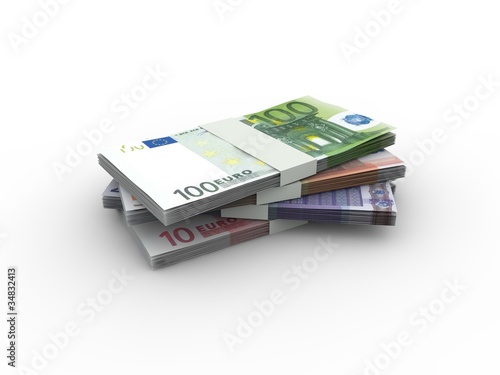 Illustration: Euro Geldscheine - Geldstapel, Geldbündel Euro Geldscheine - Geldstapel, Geldbündel