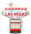 red slot machine with las vegas sign