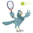 Bird with tennis racquet and ball (shoed) Bird with tennis racquet and ball (shoed)