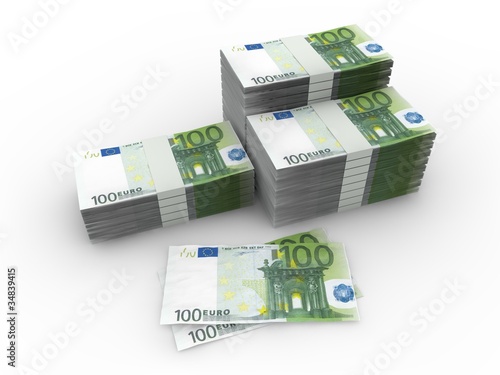Illustration: 100 Euro Geldscheine - Geldstapel, Geldbündel 100 Euro Geldscheine - Geldstapel, Geldbündel