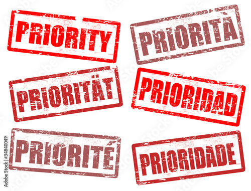 Vector: Set of priority stamps Set of priority stamps