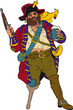 Fearsome pirate with a parrot