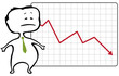 unhappy trader and a drop chart with falling red arrow - vector