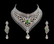 Close up of diamond necklace with diamond ear ring