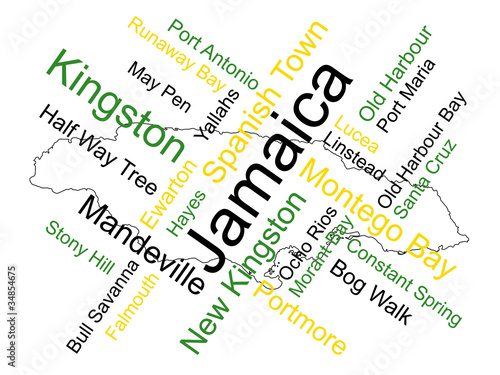 Vector: Jamaica Map and Cities Jamaica Map and Cities