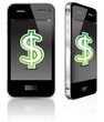 touch pad phone with dollar sign isolated on white background