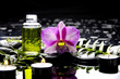 Spa still life with massage oil and orchid Spa still life with massage oil and orchid