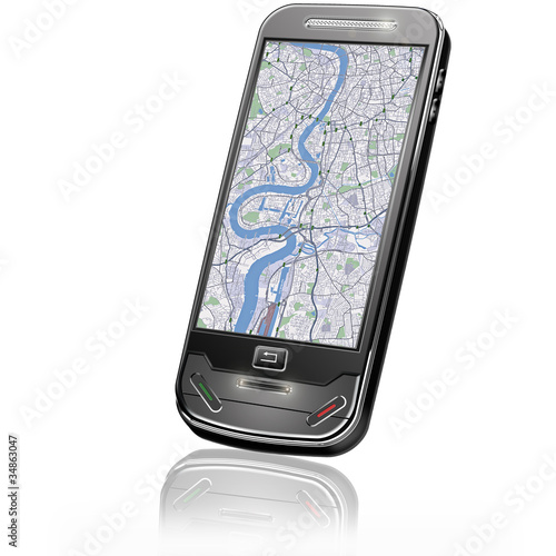 Illustration: Navigation über Handy Navigation über Handy