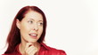 Redhead woman thinking