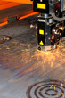 Industrial laser with sparks flying around