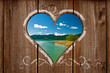 Photo: blick durch ein Herz auf eine bayerische Landschaft mit See blick durch ein Herz auf eine bayerische Landschaft mit See