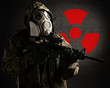 soldier with gas mask