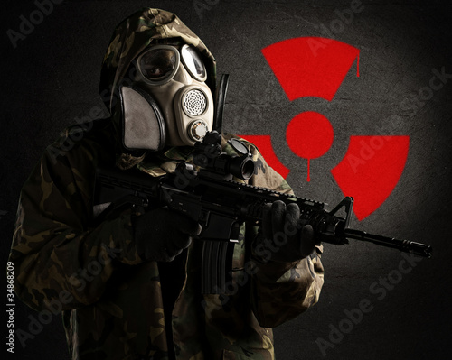 Photo: soldier with gas mask soldier with gas mask