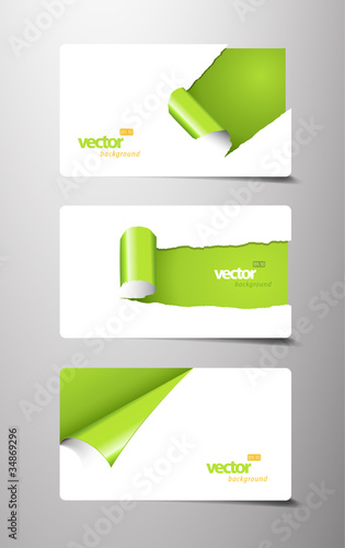 Vector: Set of gift cards with rolled corners. Set of gift cards with rolled corners.