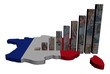 Euros graph on France map flag illustration