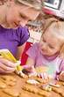 mother and her daughter decorate ginger bread