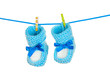 blue baby booties blue isolated on white