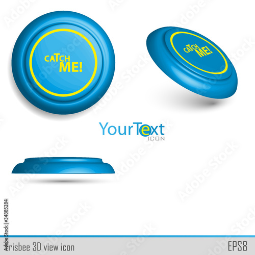 Vector: 3D view of blue icon frisbee.Vector illustration. 3D view of blue icon frisbee.Vector illustration.