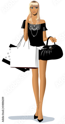 Vector: close-up of woman holding shopping bags close-up of woman holding shopping bags